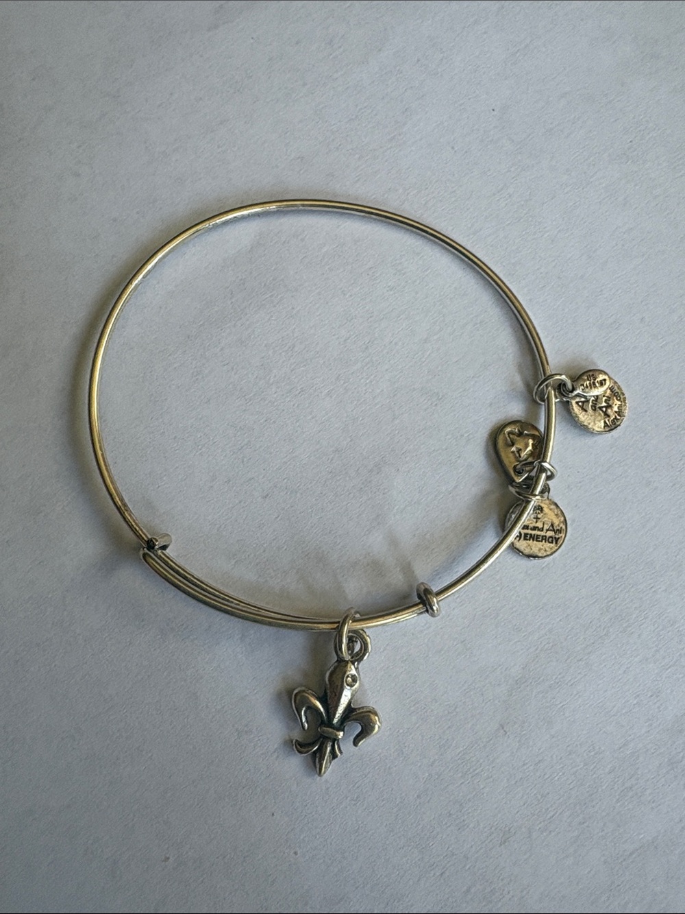 Alex and Ani Silver Fleur-de-Lis Charm Bracelet